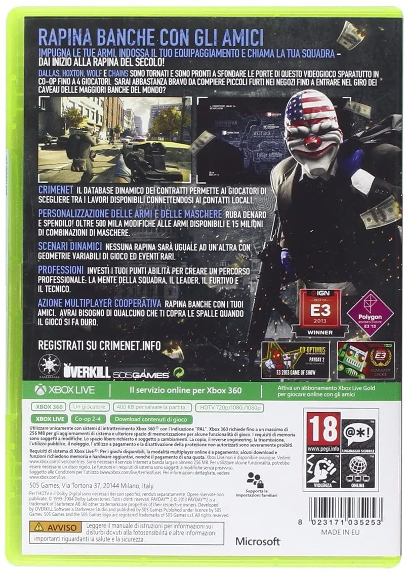 PAYDAY 2 XBOX 360 (versione italiana)