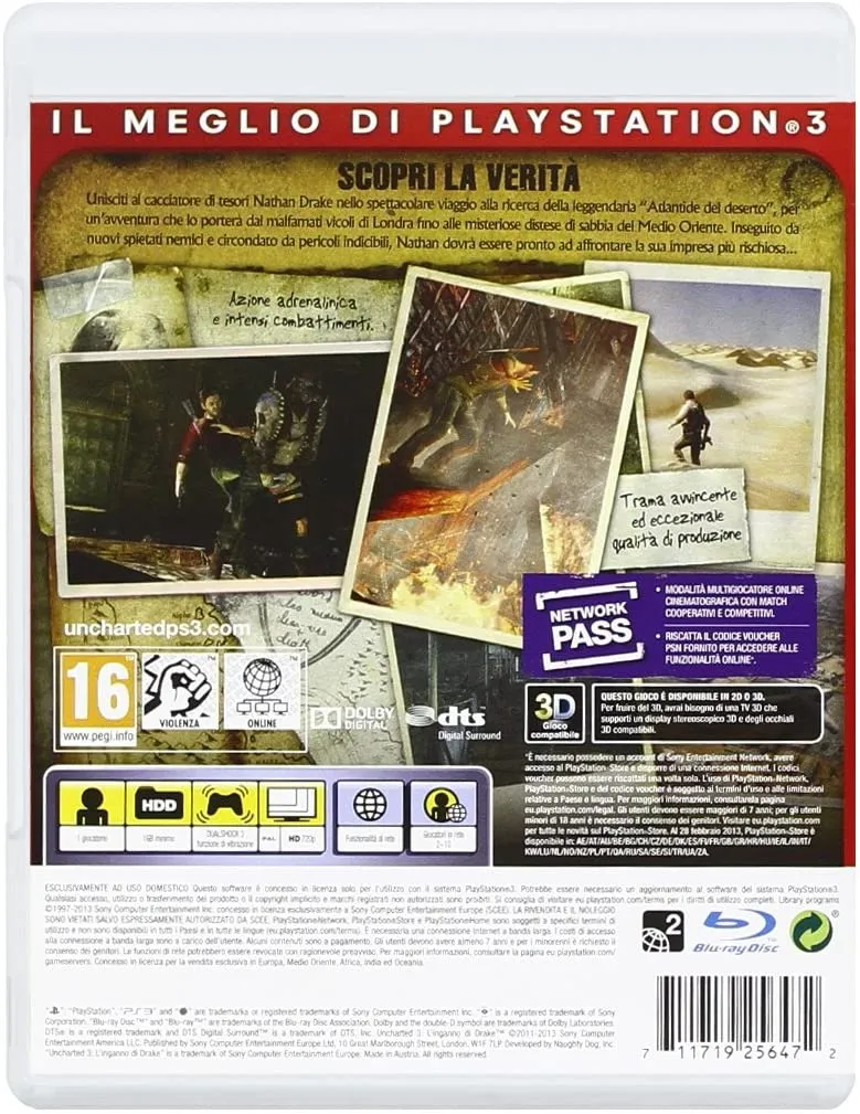 UNCHARTED 3 : L'INGANNO DI DRAKE PS3 (versione italiana)ESSENTIALS
