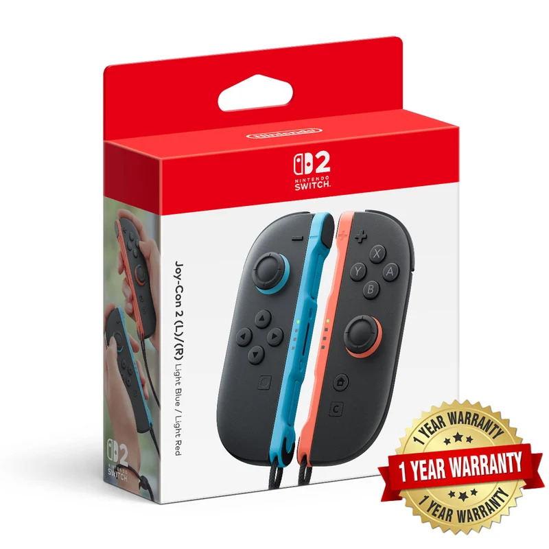 Nintendo Switch 2 Official Joy-Con 2 Controllers (Light Blue / Light Red) + 1 Year Warranty by Nintendo Distributor Singapore
