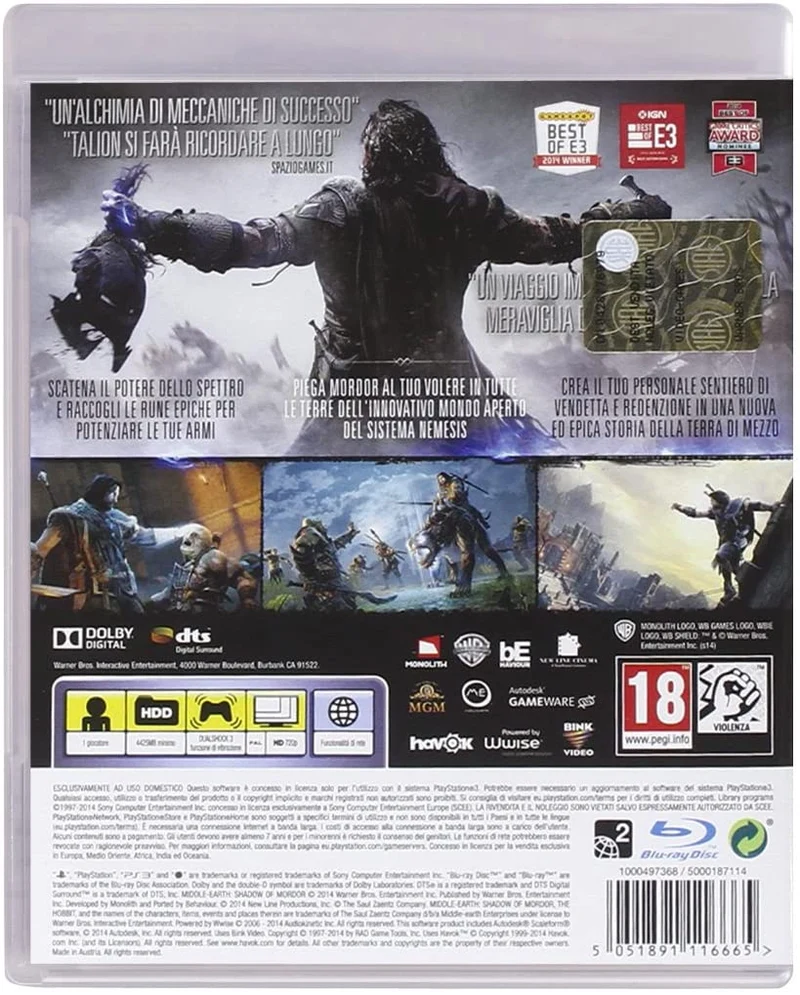 LA TERRA DI MEZZO L'OMBRA DI MORDOR PS3 (versione italiana)