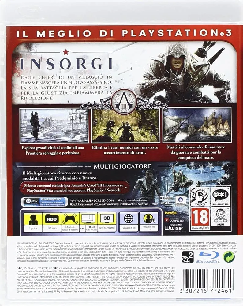 ASSASSIN'S CREED III PS3 (versione italiana) ESSENTIALS