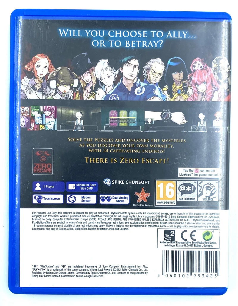 VIRTUE'S LAST REWARD PS VITA EDIZIONE REGNO UNITO