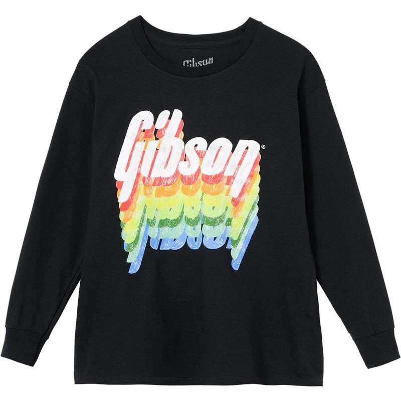 Gibson Kids Rainbow Logo Longsleeve Tee (Black) Small