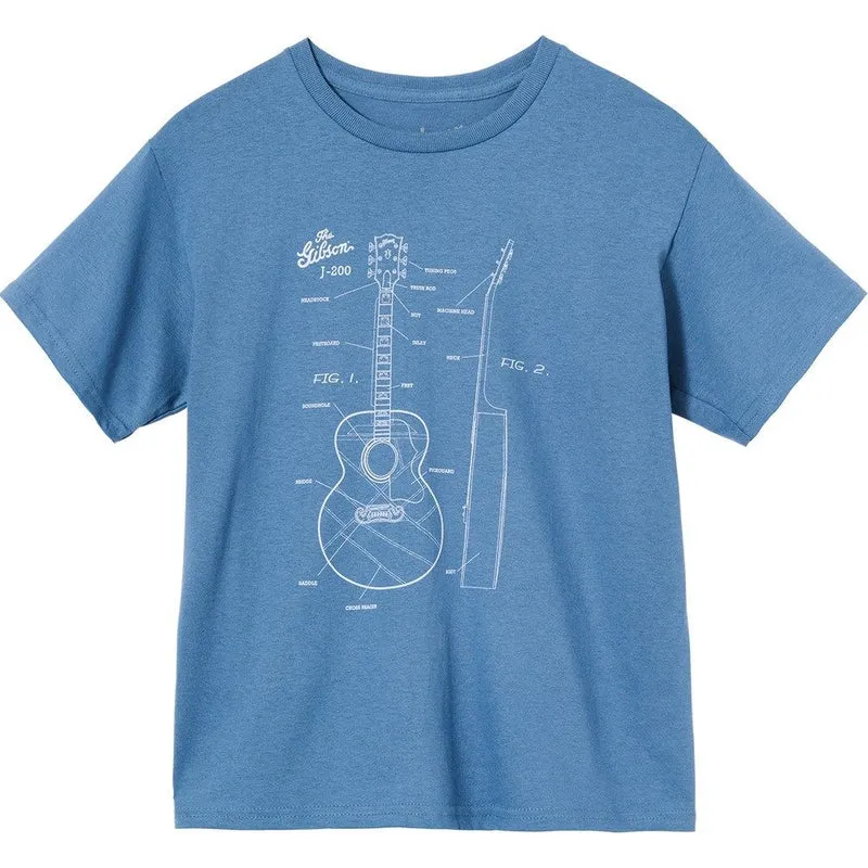 Gibson Kids Acoustic Schematic Tee (Indigo) Small
