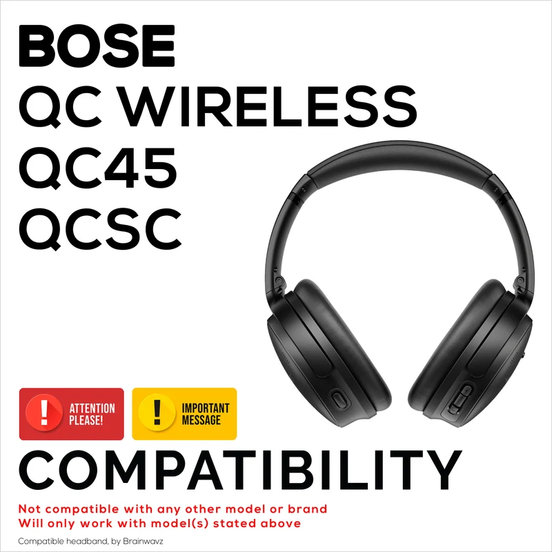 Archetto di ricambio in similpelle per cuffie wireless Bose QuietComfort QC45, QCSC, QC - Imbottitura superiore per cuffie - Ripristina comfort e vestibilità