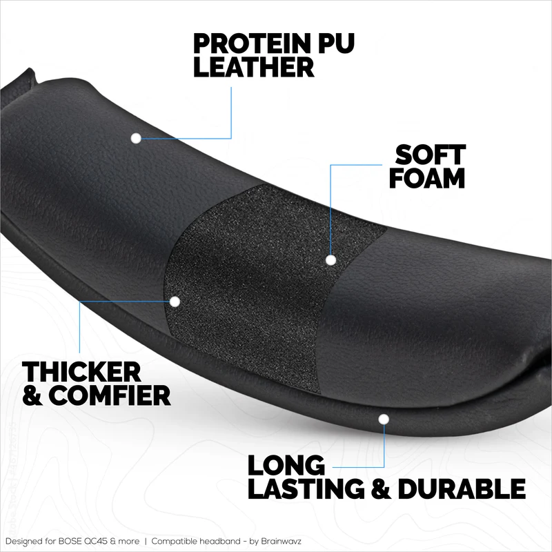 Archetto di ricambio in similpelle per cuffie wireless Bose QuietComfort QC45, QCSC, QC - Imbottitura superiore per cuffie - Ripristina comfort e vestibilità