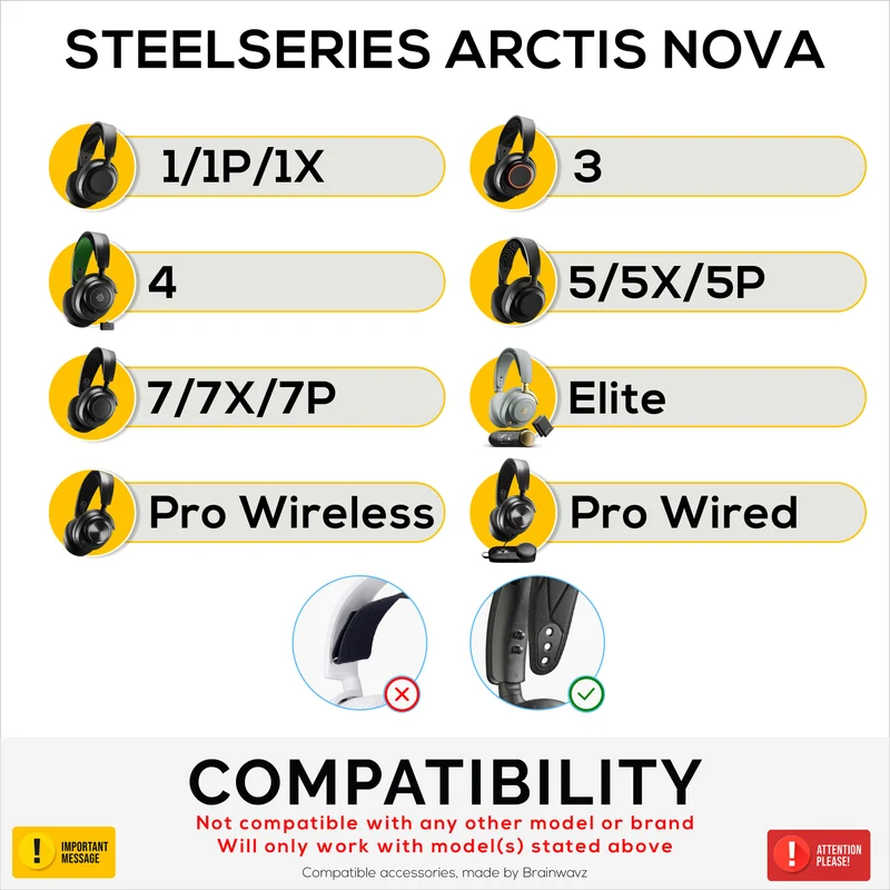 Fascia di ricambio per SteelSeries Arctis Nova 7P e 7X e altri – Fascia elastica in cotone con 3 impostazioni di misura