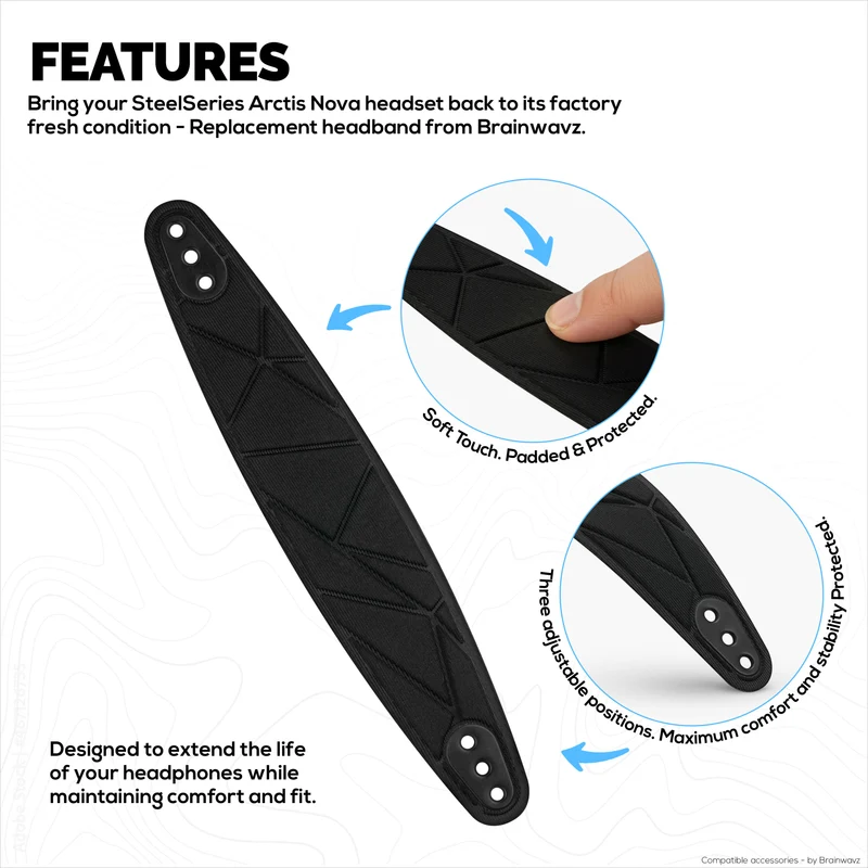 Fascia di ricambio per SteelSeries Arctis Nova 7P e 7X e altri – Fascia elastica in cotone con 3 impostazioni di misura