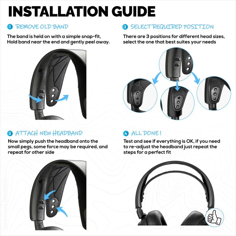 Fascia di ricambio per SteelSeries Arctis Nova 7P e 7X e altri – Fascia elastica in cotone con 3 impostazioni di misura