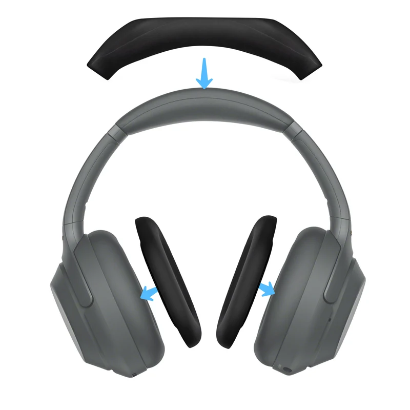 Set di cover protettive in silicone per Sony WH-1000XM3 e WH1000XM4 - Copri archetto e cuscinetti auricolari - Antisudore, antipolvere, antiscivolo e facili da installare