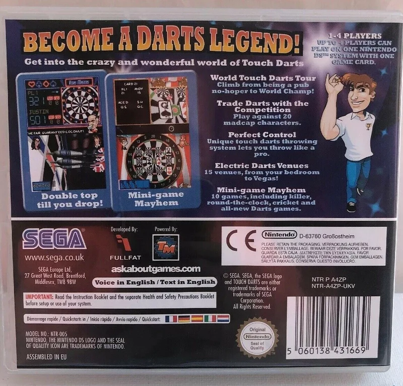 SEGA PRESENTS TOUCH DARTS NINTENDO DS
