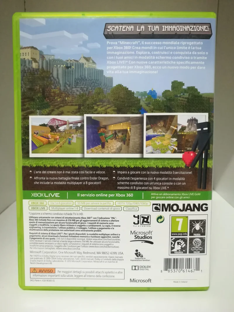 MINECRAFT XBOX 360 EDITION (usato garantito)(completamente in italiano)