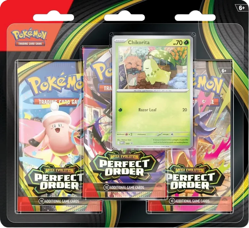 Pokemon-Perfect Order 3 Pack Blister [Chikorita]