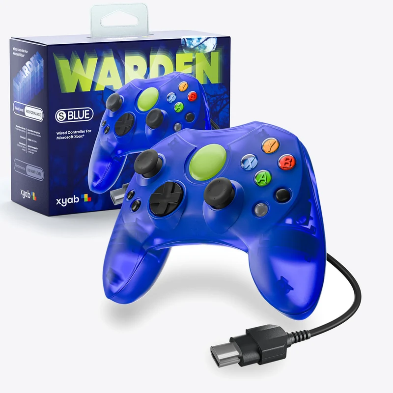 Original Xbox Wired Warden Controller Clear Blue