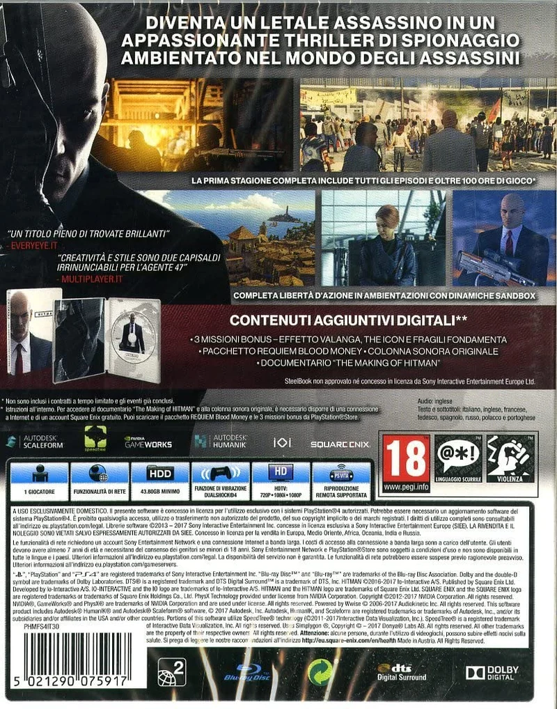 HITMAN STEELBOOK EDITION PLAYSTATION 4 EDIZIONE ITALIANA