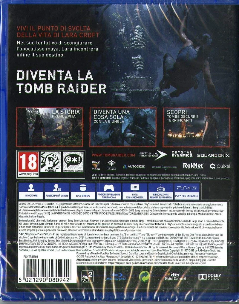 SHADOW OF THE TOMB RAIDER PLAYSTATION 4 VERSIONE ITALIANA