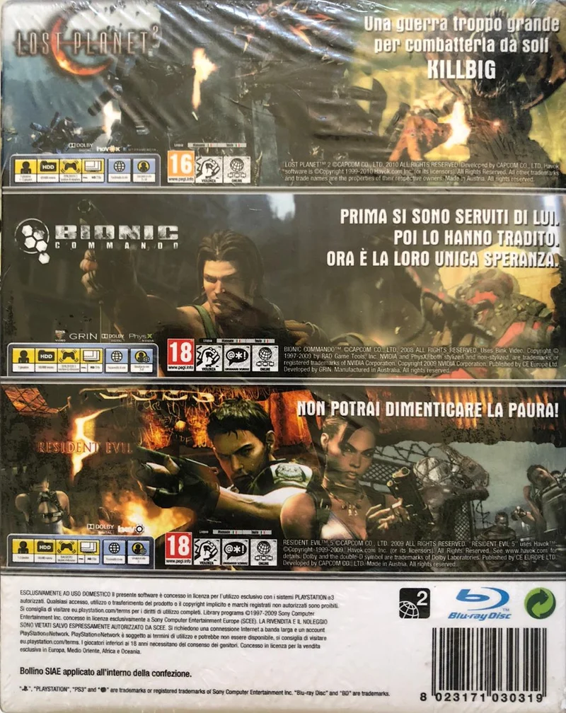 LOST PLANET 2 - BIONIC COMMANDO - RESIDENT EVIL 5 - TRIPACK PLAYSTATION 3 EDIZIONE ITALIANA