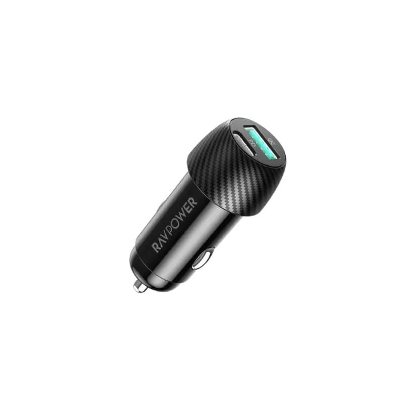 RAVPower 2-port Car Charger 20W PD - Black