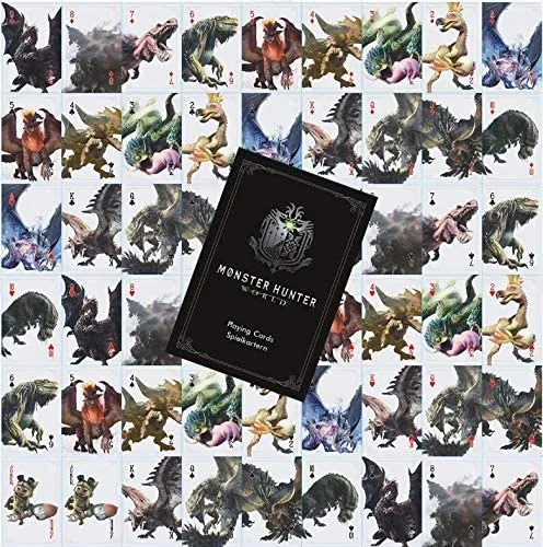 MAZZO DA 54 CARTE DA GIOCO (Poker, Skat, Mau Mau) DEDICATO A MONSTER HUNTER WORLD