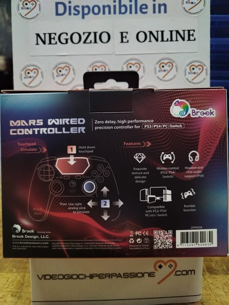 Controller -PS3-PS4-PC- switch - cablato -Brook- Mars (usato garantito)