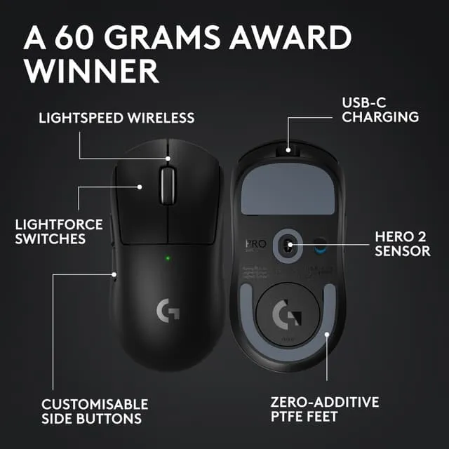 Logitech G Pro X Superlight 2 Wireless Gaming Mouse, Black