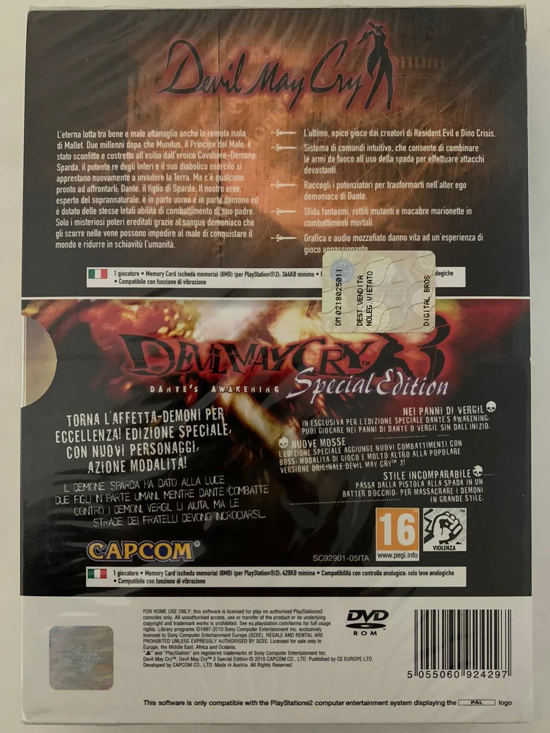 DEVIL MAY CRY + DEVIL MAY CRY 3 SPECIAL EDITION PS2 VERSIONE ITALIANA