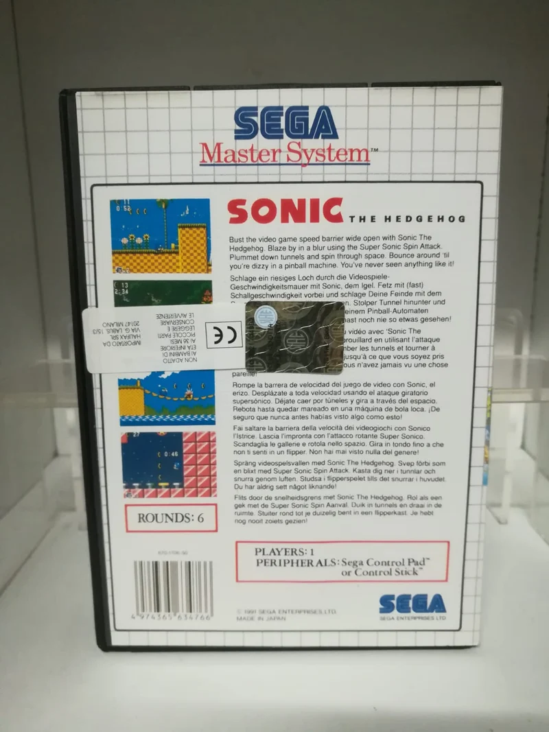 SONIC THE HEDGEHOG SEGA MASTER SYSTEM (NUOVO versione europea)