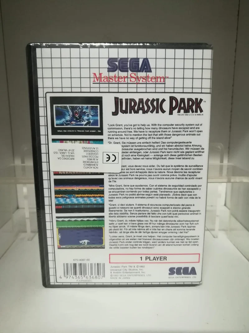 JURASSIC PARK SEGA MASTER SYSTEM (NUOVO versione europea)