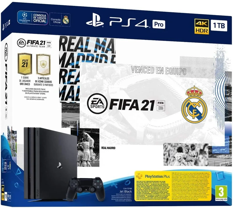 PlayStation 4 Pro (PS4) - Consola de 1 TB + FIFA 21 Real Madrid Edition