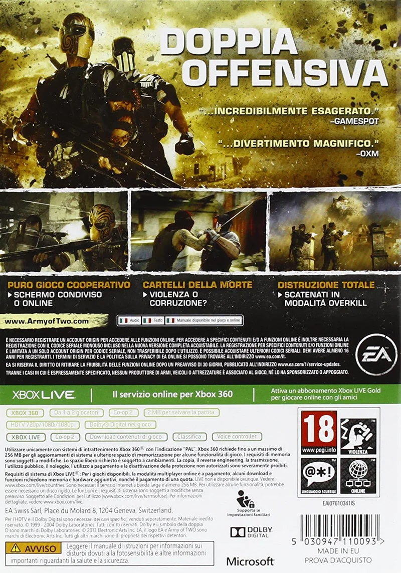 ARMY OF TWO THE DEVIL'S CARTEL XBOX 360 (versione italiana)