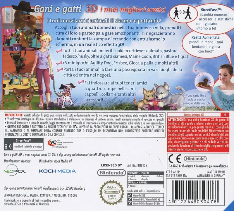 CANI E GATTI 3D I MIEI MIGLIORI AMICI NINTENDO 3DS VERSIONE ITA.