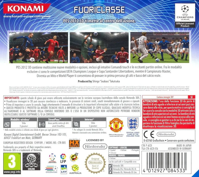 PES 2012 PRO EVOLUTION SOCCER 3D NINTENDO 3DS VERSIONE ITA.