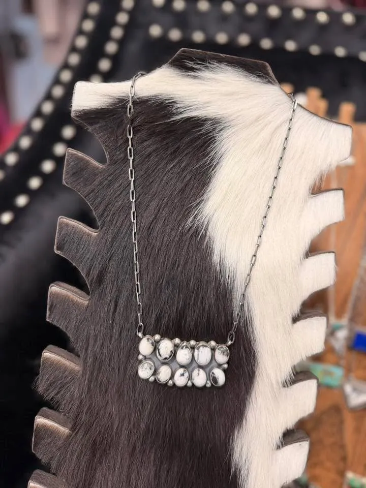 White Buffalo 10 Stone Bar Necklace