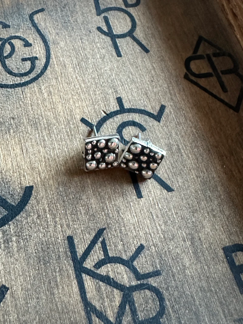 Dotted Sterling Stud Earrings
