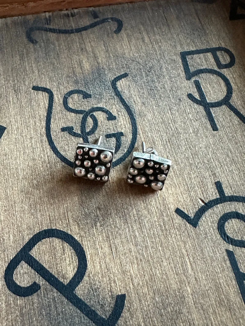 Dotted Sterling Stud Earrings
