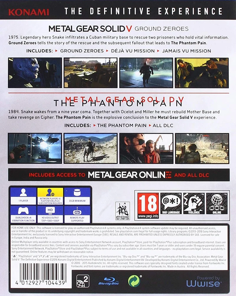 Metal Gear Solid 5: Definitive Experience Playstation 4 PS HITS Edizione Regno Unito