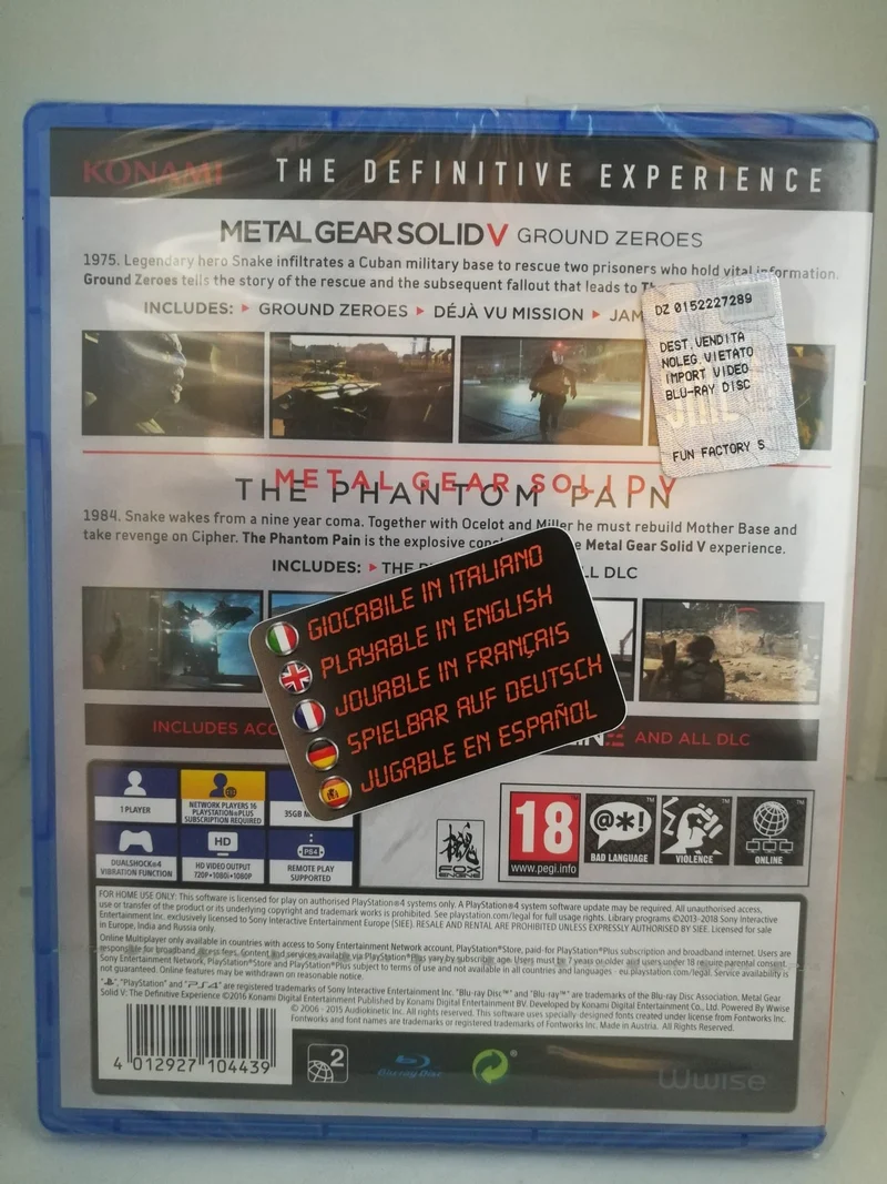 Metal Gear Solid 5: Definitive Experience Playstation 4 PS HITS Edizione Regno Unito