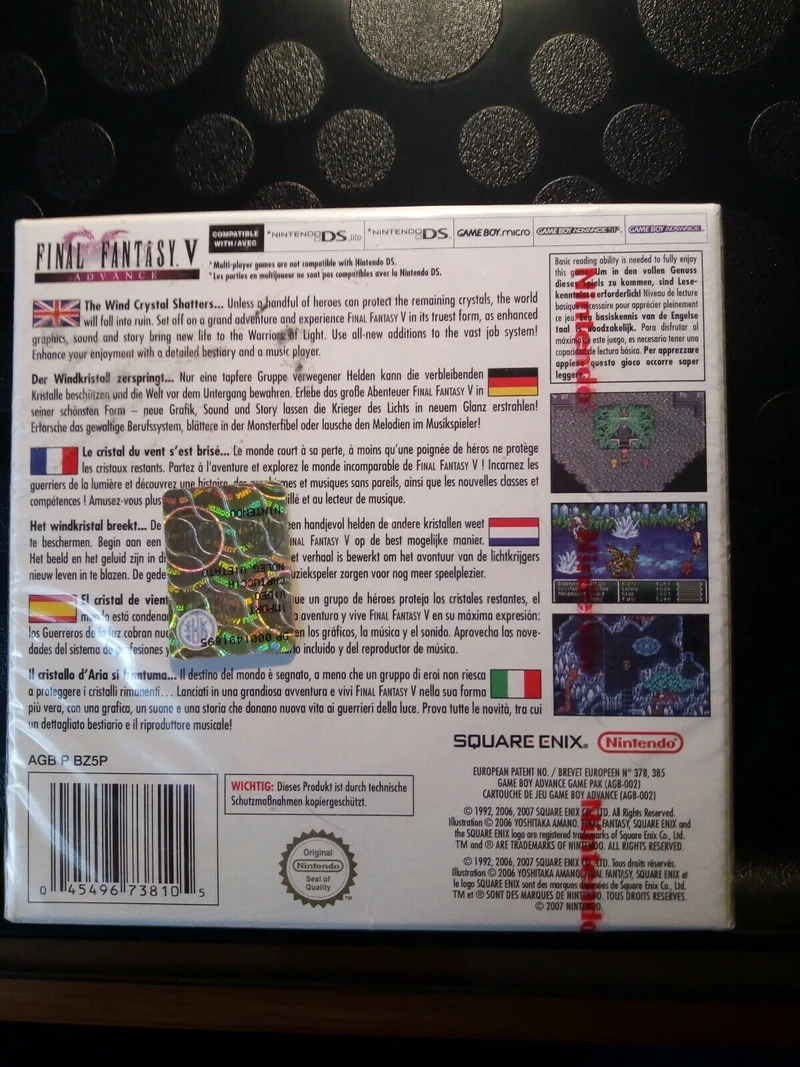 FINAL FANTASY 5 ADVANCE NINTENDO GBA (versione europea )