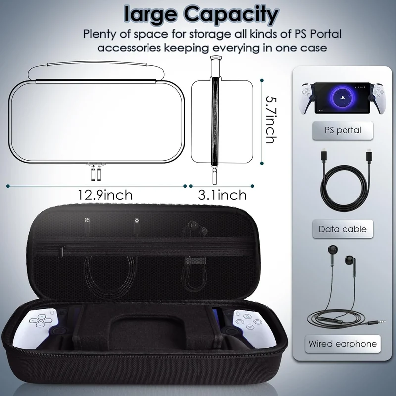 IUHOZI PS Portal Carrying Case, Hard Eva Shell Compatible with PlayStation