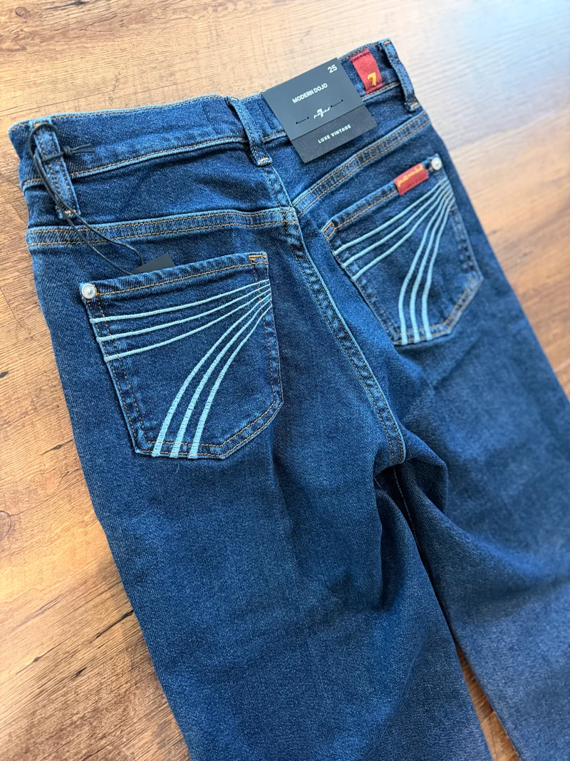 7FAM LUXE TURQUOISE STITCH DOJOS - 34” inseam
