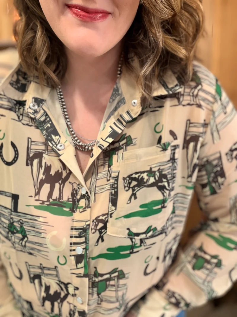 Greener Pastures Button Down Top
