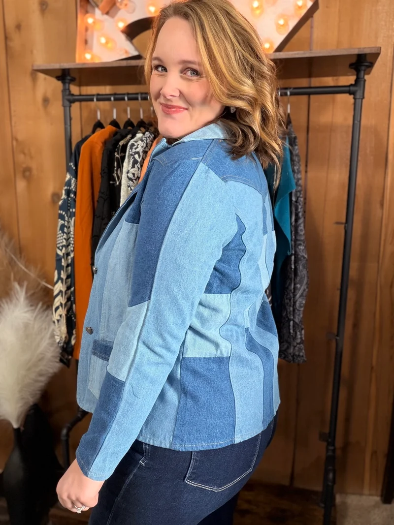 Patchwork Denim Blazer