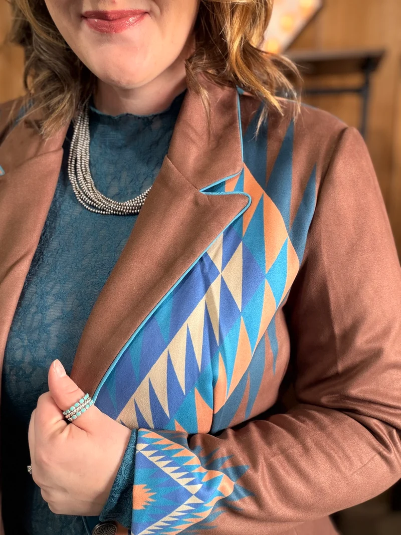 Brown Aztec Printed Blazer