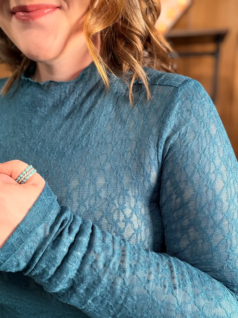 Teal Lace Layering Top
