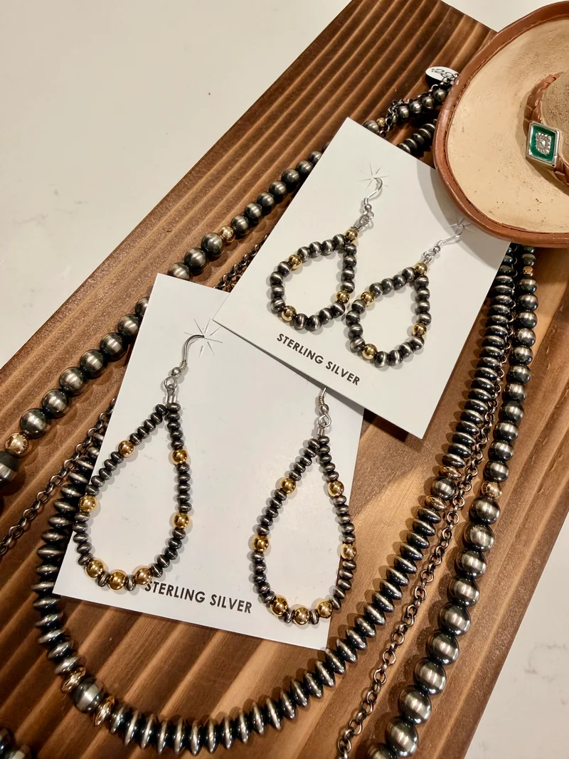 Mixed Metals Pearls/Gold Hoop Earrings