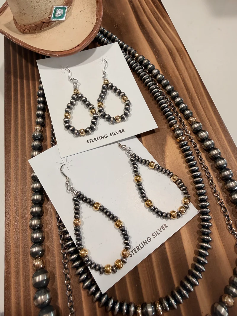 Mixed Metals Pearls/Gold Hoop Earrings