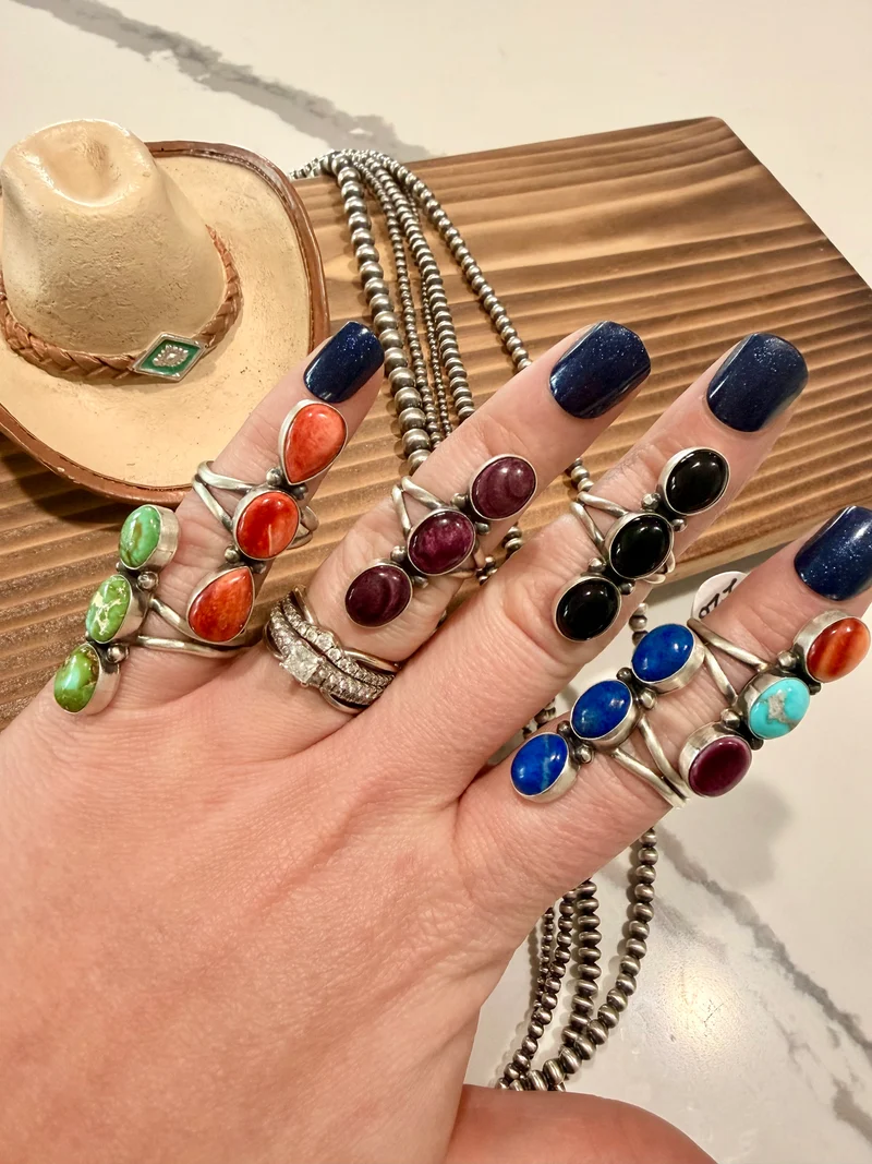 D Skeets Navajo Made 3 Stone Rings
