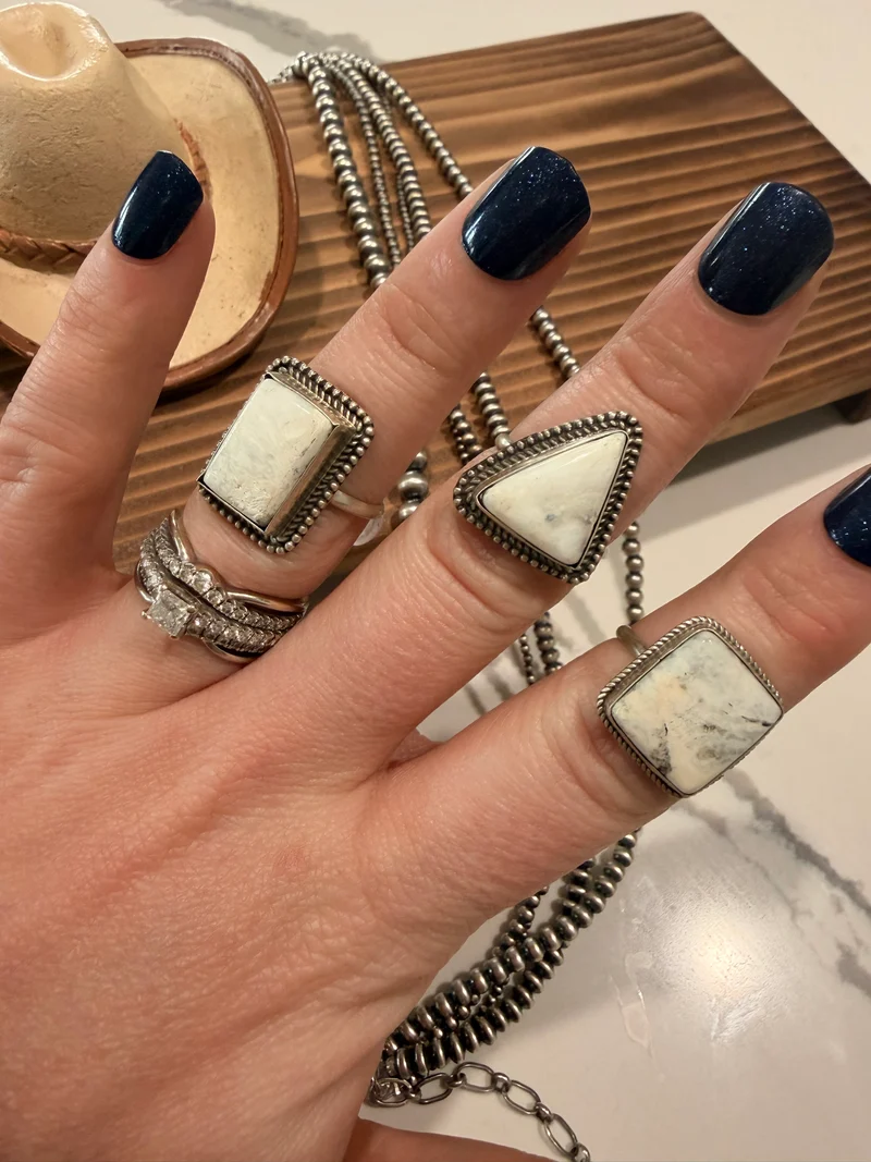Navajo Made White Buffalo Rings