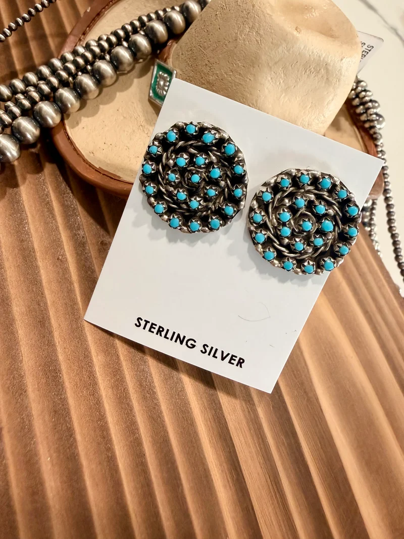 Turquoise Zuni Stone Stud Earrings