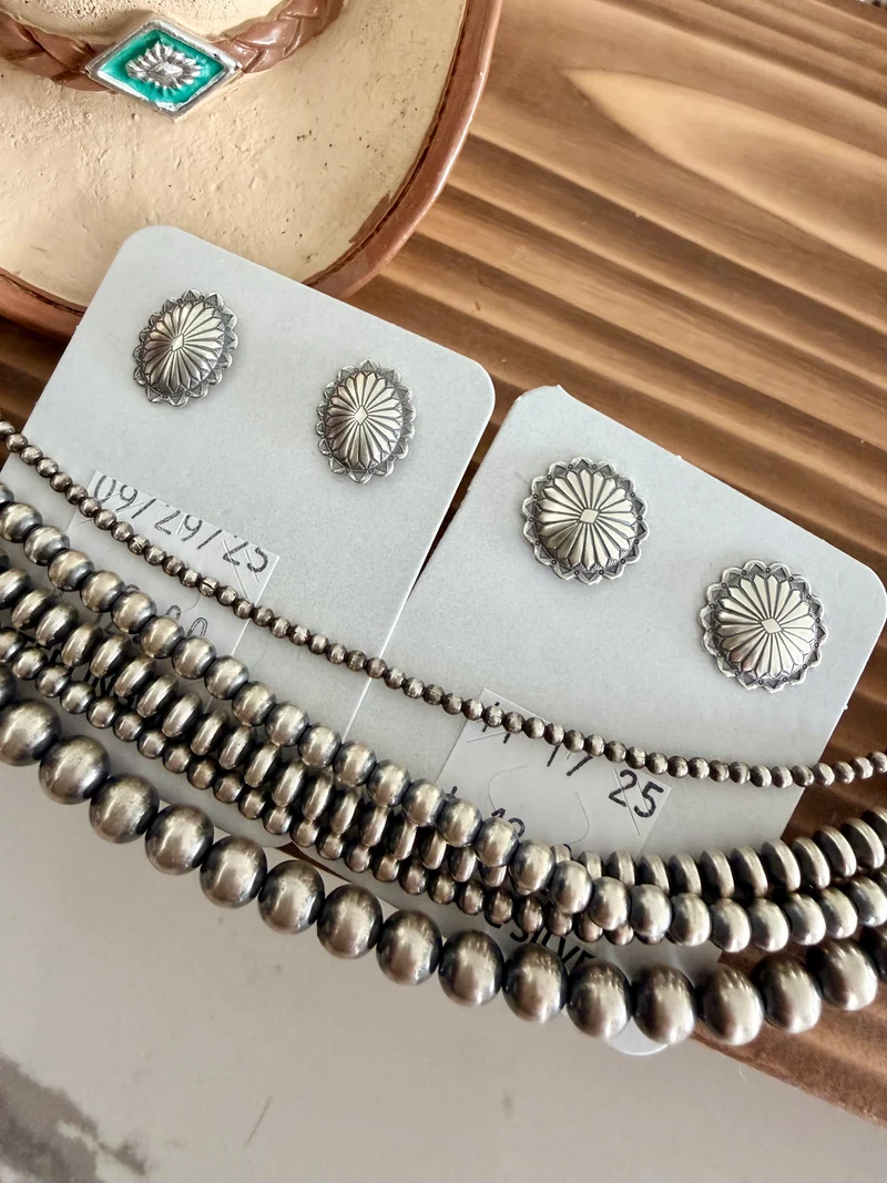 .5” Sterling Concho Stud Earrings